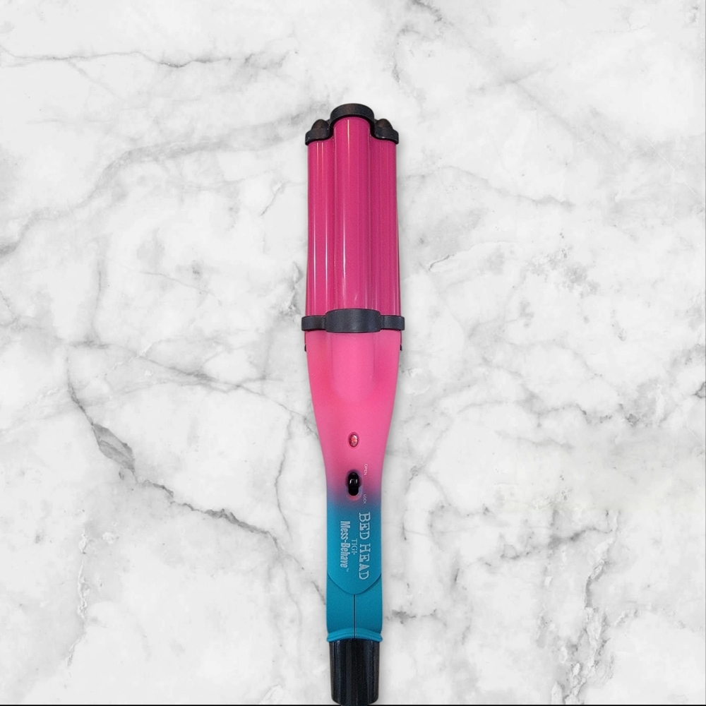 Bed Head TIGI Mess-Behave Tourmaline Ceramic Deep Waver in Pink and Blue